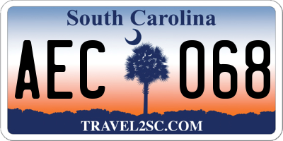 SC license plate AEC068