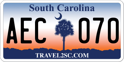 SC license plate AEC070