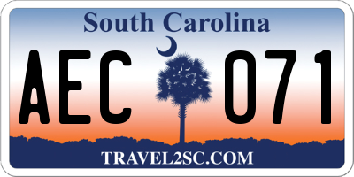 SC license plate AEC071