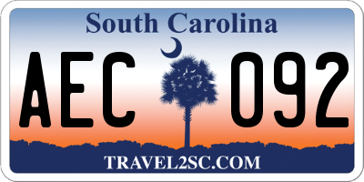 SC license plate AEC092