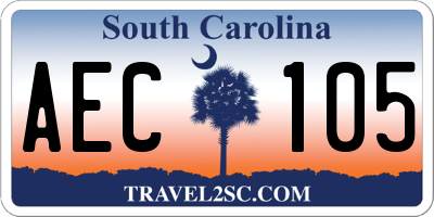 SC license plate AEC105