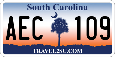 SC license plate AEC109