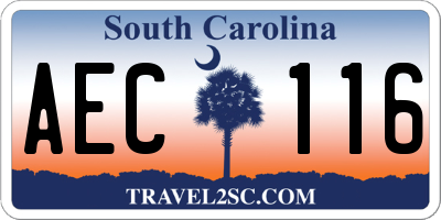 SC license plate AEC116