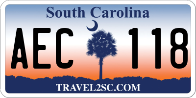 SC license plate AEC118
