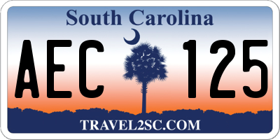 SC license plate AEC125
