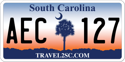 SC license plate AEC127