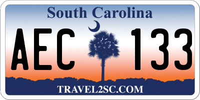 SC license plate AEC133