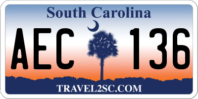 SC license plate AEC136