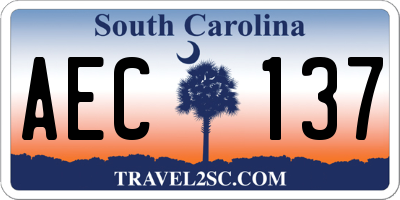 SC license plate AEC137