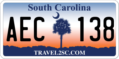 SC license plate AEC138