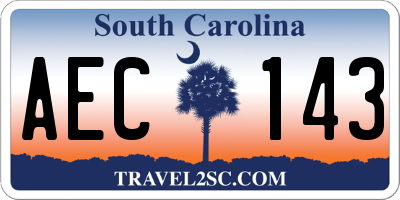 SC license plate AEC143