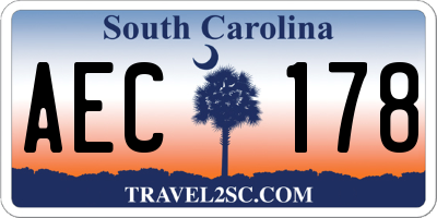 SC license plate AEC178