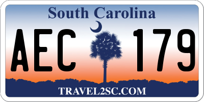 SC license plate AEC179