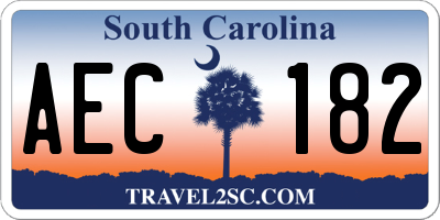 SC license plate AEC182