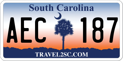 SC license plate AEC187