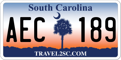 SC license plate AEC189