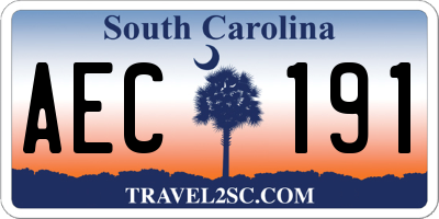 SC license plate AEC191