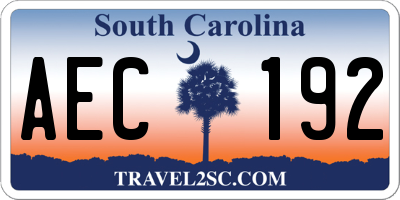 SC license plate AEC192