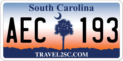 SC license plate AEC193