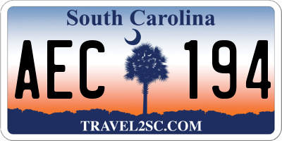 SC license plate AEC194