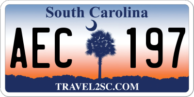 SC license plate AEC197