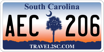 SC license plate AEC206