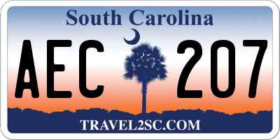 SC license plate AEC207