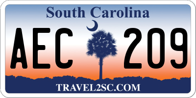 SC license plate AEC209