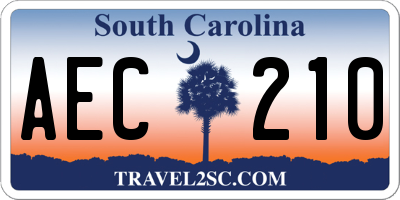 SC license plate AEC210