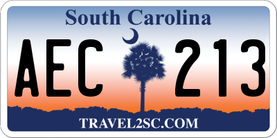 SC license plate AEC213