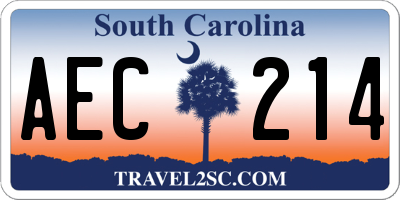 SC license plate AEC214