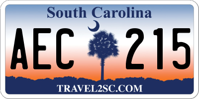 SC license plate AEC215