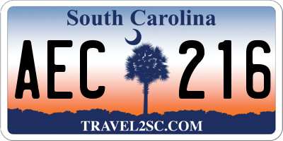 SC license plate AEC216