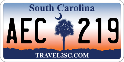 SC license plate AEC219