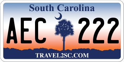 SC license plate AEC222