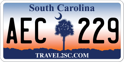 SC license plate AEC229