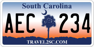 SC license plate AEC234
