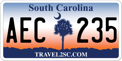 SC license plate AEC235