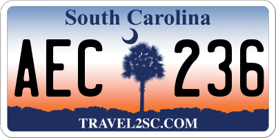 SC license plate AEC236