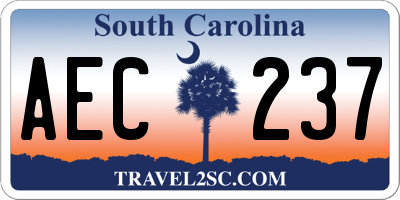 SC license plate AEC237