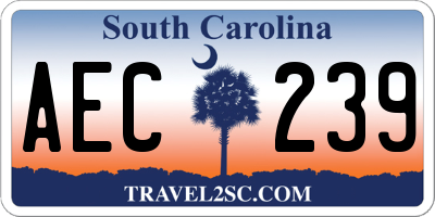 SC license plate AEC239