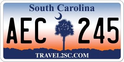 SC license plate AEC245