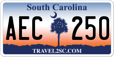 SC license plate AEC250