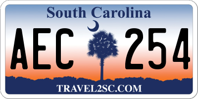 SC license plate AEC254