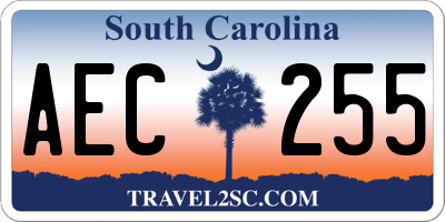 SC license plate AEC255
