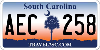 SC license plate AEC258