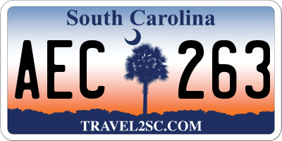 SC license plate AEC263