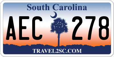 SC license plate AEC278