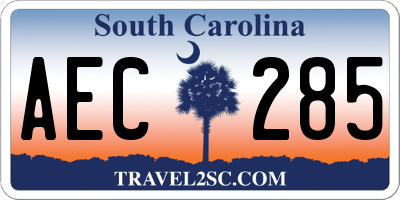 SC license plate AEC285