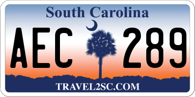 SC license plate AEC289